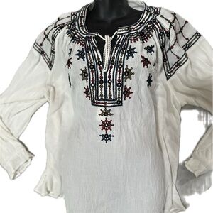 RD Style White Embroidered Blouse